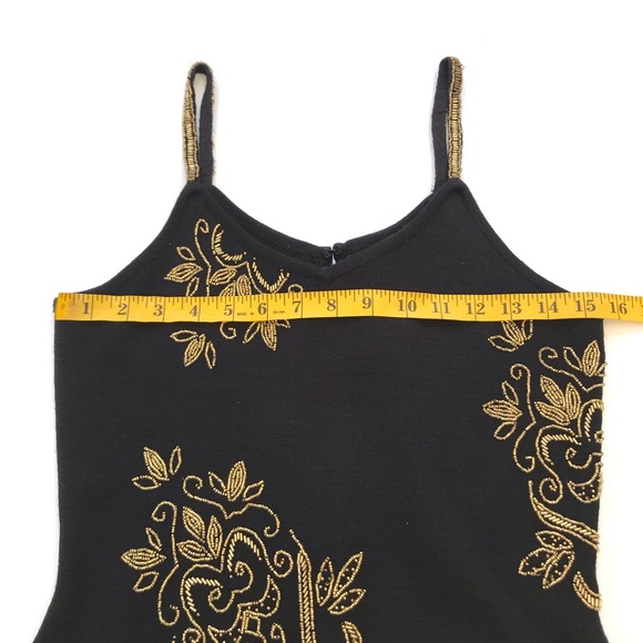 The Limited Black Gold Floral Beading Wool Dress - Picture 5 of 6